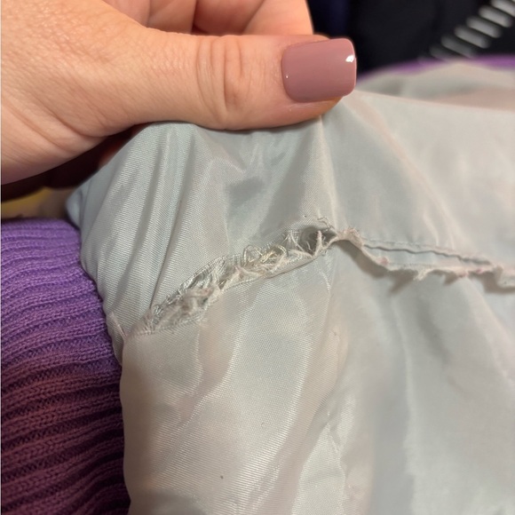 Women's Gray and Purple Puffer Jacket with Removable Sleeves - Picture 7 of 13